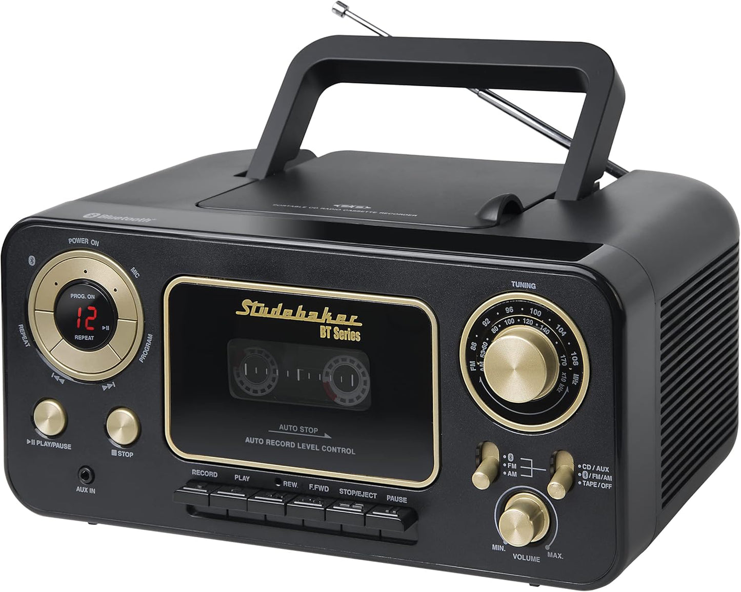 Studebaker Bluetooth Portable Stereo CD and Cassette Player