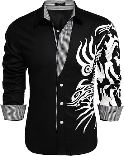 COOFANDY Men's Print Button Down Dress Shirt for Casual Style