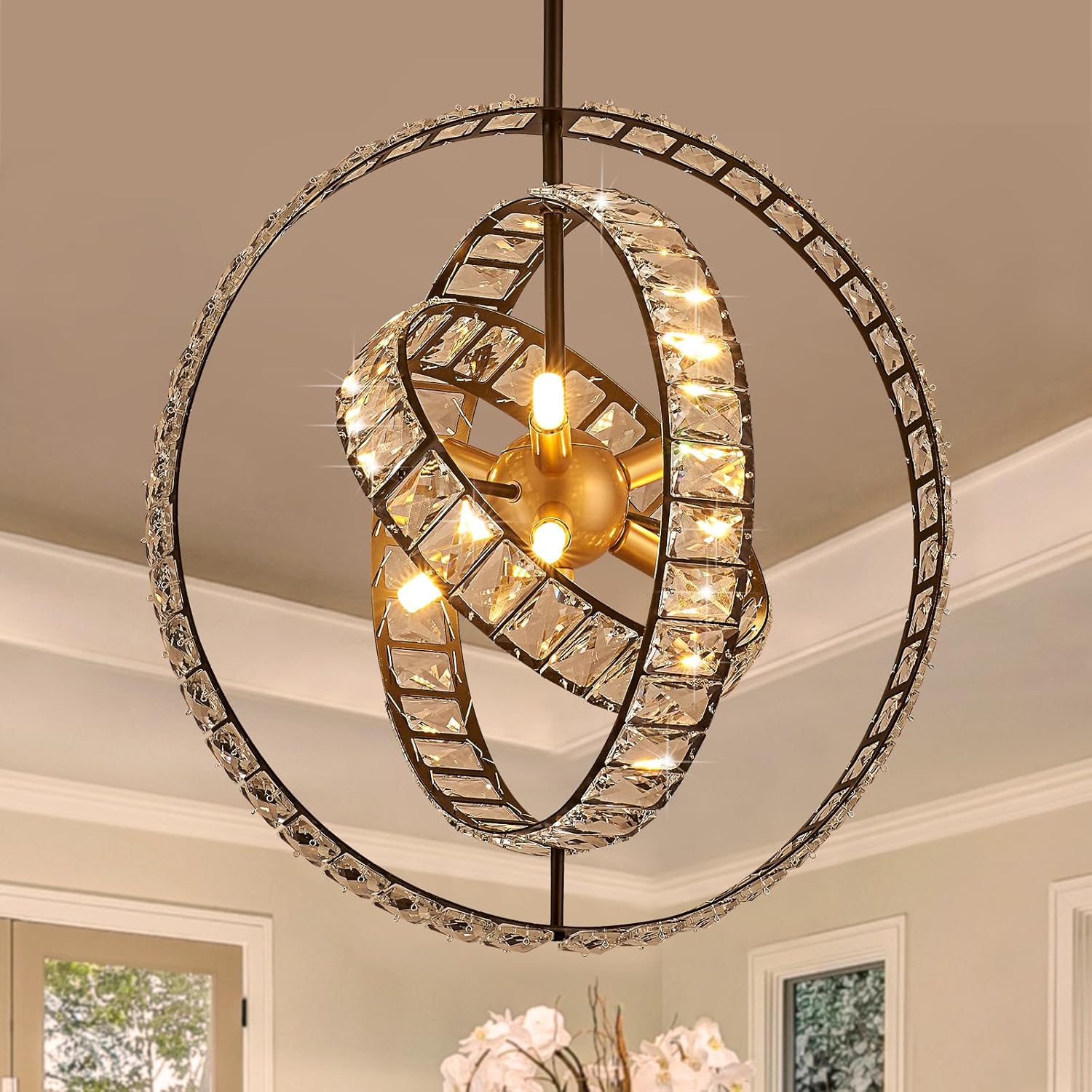 18in Crystal Globe Sputnik Chandelier for Modern Spaces