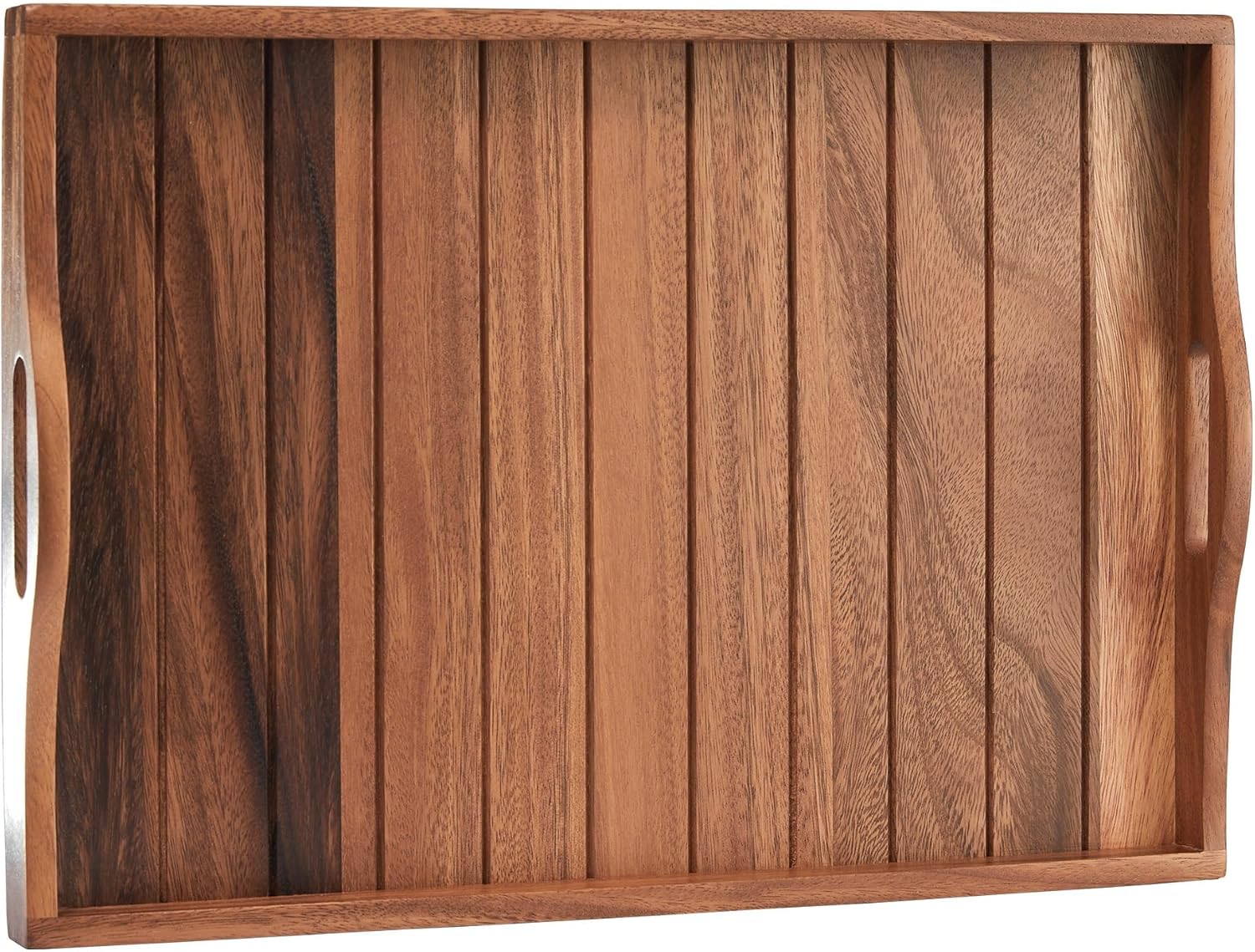Large Acacia Wooden Serving Tray with Handles for Any Space
