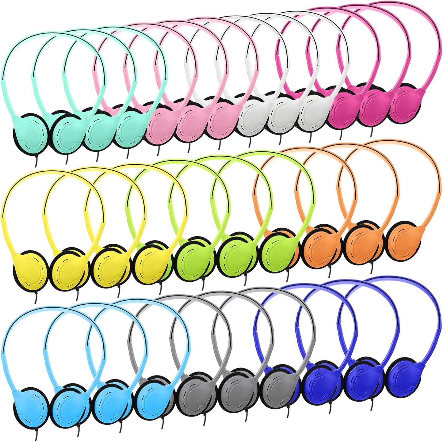 Yunsailing 30 Pack Class Set Headphones for Kids in Bulk