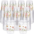 Boho Flower Plastic Cups 12 oz Disposable Floral Cups - Party Pack