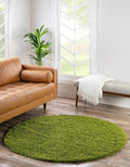 Uber Cozy Solid Shag 8 ft Round Grass Green Rug - Soft, Durable