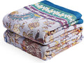 Boho Throw Blanket 91in x 98in Organic Cotton Soft Floral Quilt