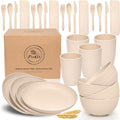 Wheat Straw Dinnerware Set - Unbreakable 4-Piece Picnic Tableware