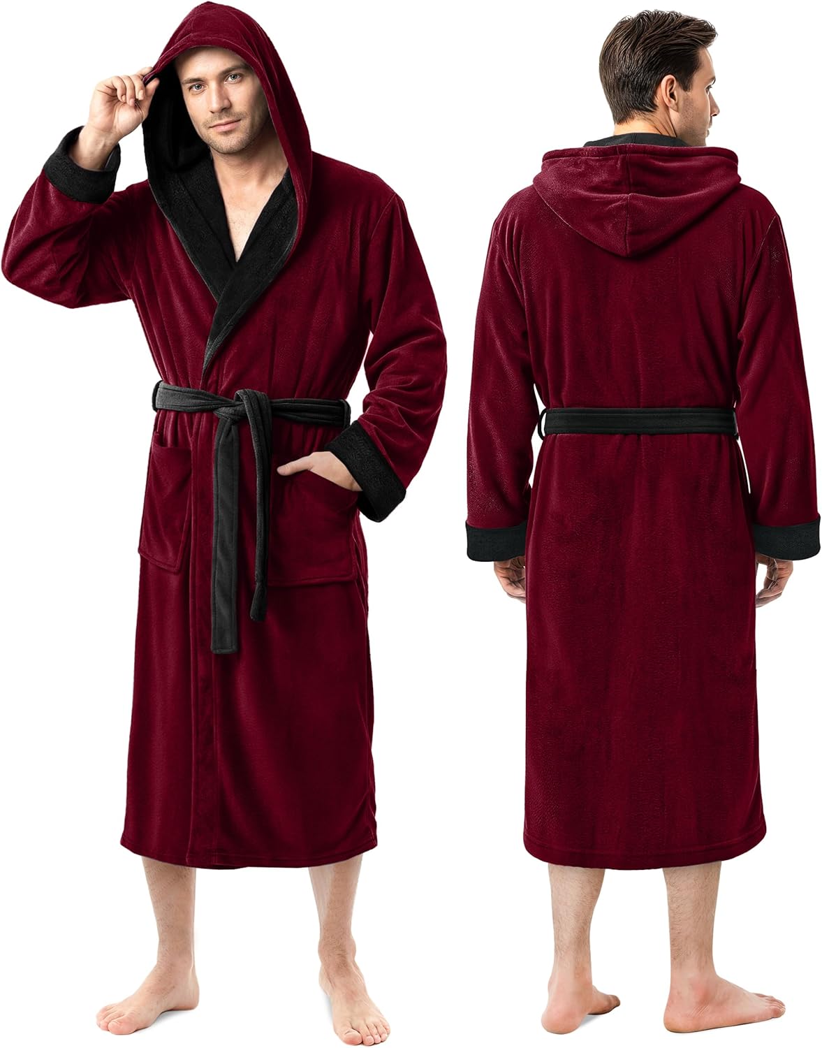 Luxury Plush Fleece Hooded Bathrobe for Men - NY Threads