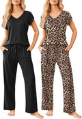 Womens 2-Pack Short Sleeve Pajama Sets - Soft Printed Lounge