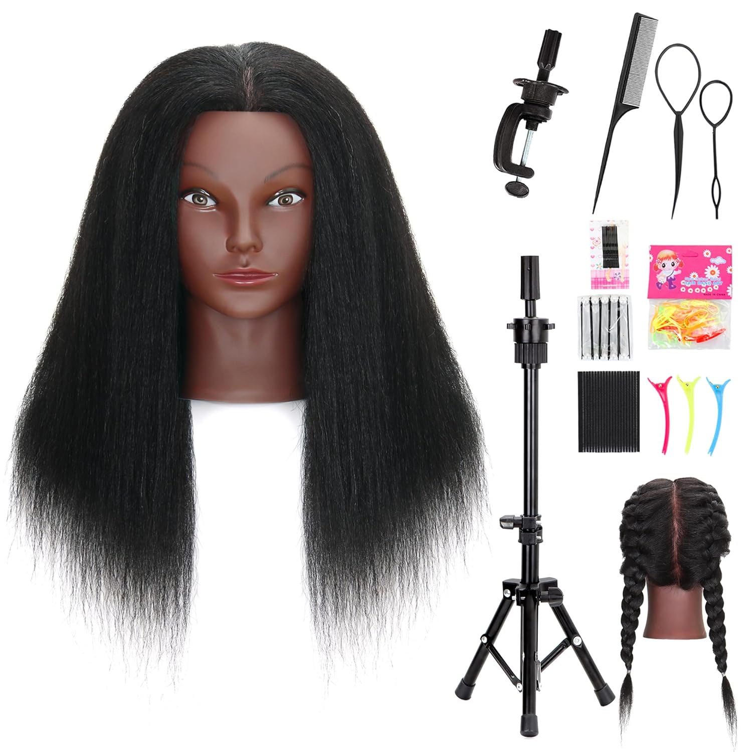 Mannequin Head with Human Hair for Cosmetology Practice