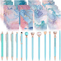 Marble Mini Notebooks with Ballpoint Pens Set - Stylish Pocket