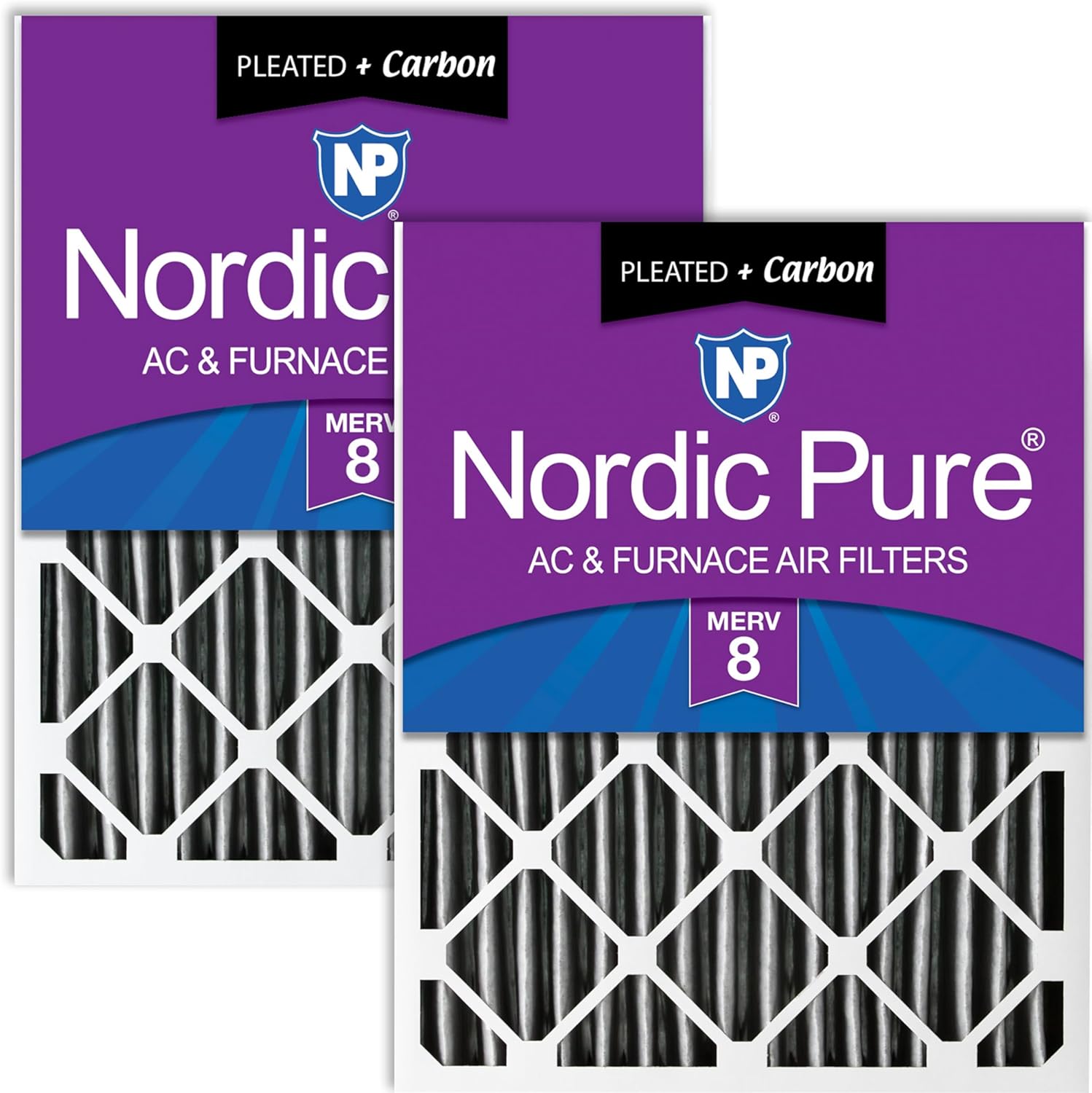 Nordic Pure 20x24x4 Pleated Plus Carbon Air Filters MERV 8