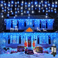 Icicle Christmas Lights Outdoor 76ft Blue and White LED - 8 Modes