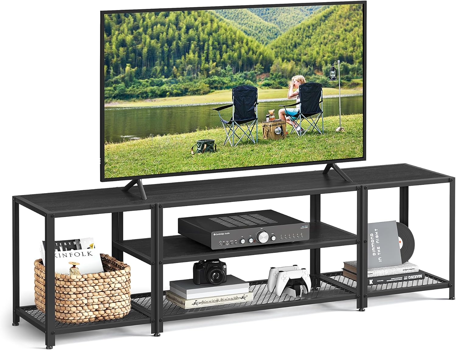 VASAGLE 3-Tier Industrial TV Stand for 75 TVs