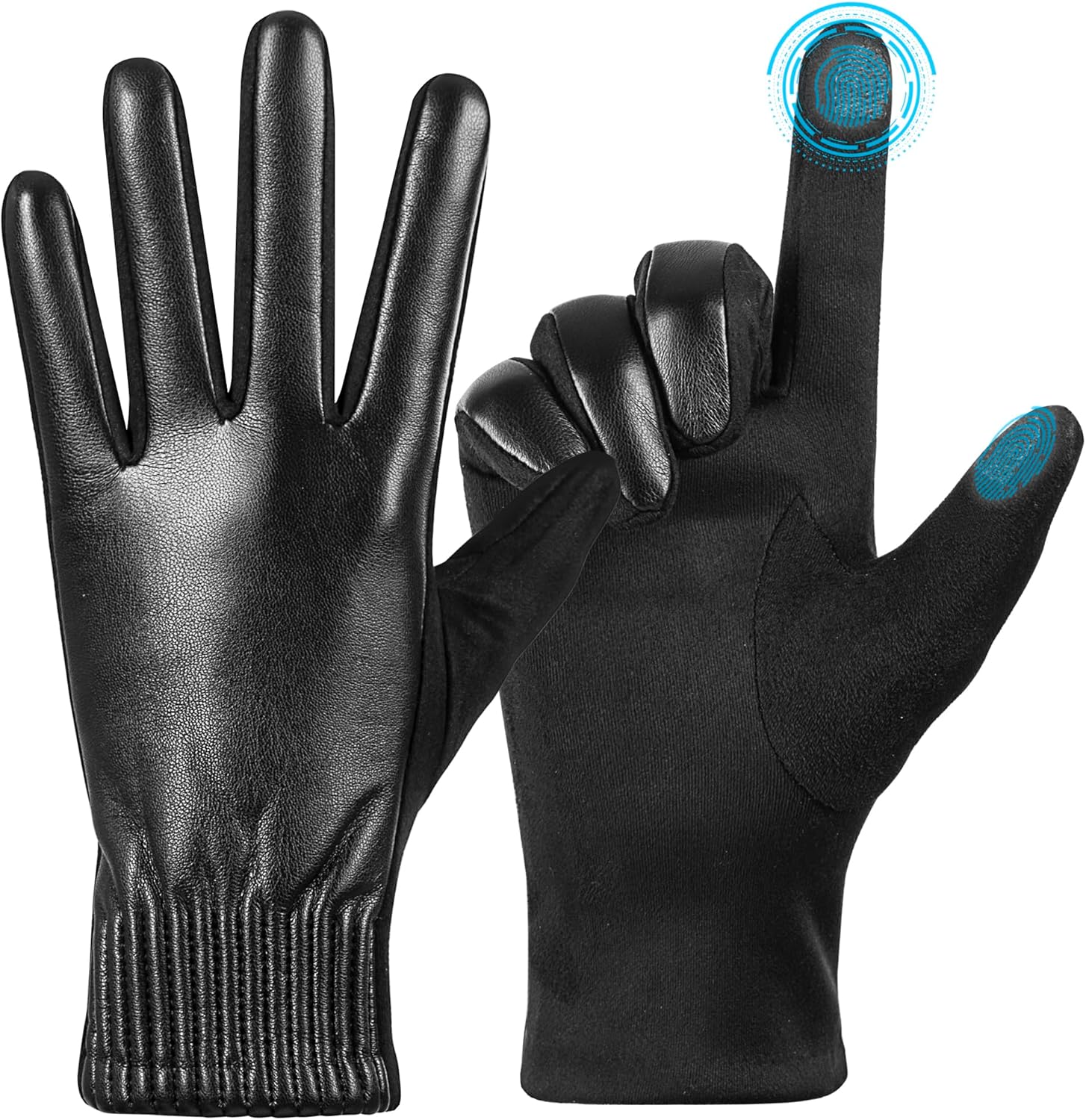 QOF Touchscreen Leather Gloves - Warm & Stylish!