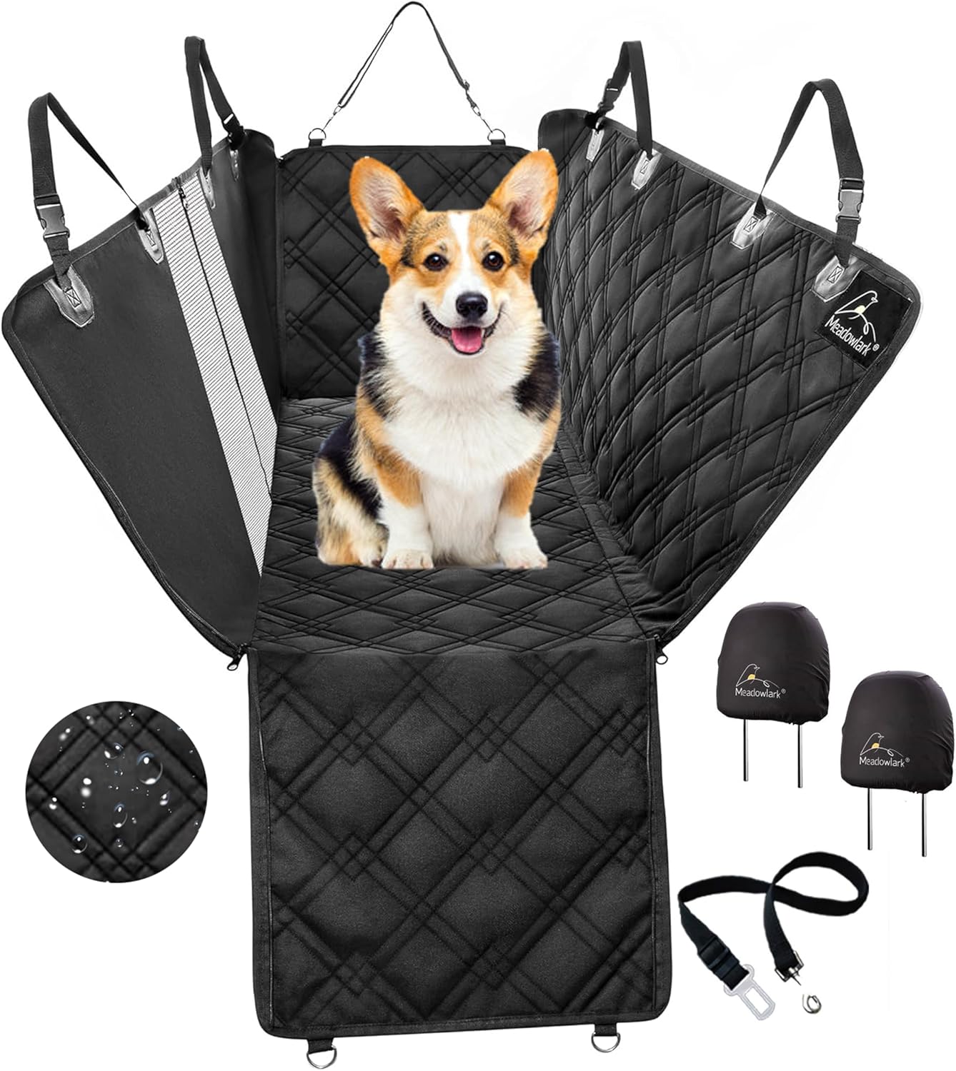 Meadowlark Dog Car Seat Cover with Mesh Window for Pets
