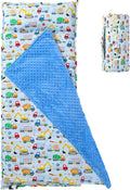 Toddler Nap Mat with Removable Pillow and Minky Blanket - Lightweight
