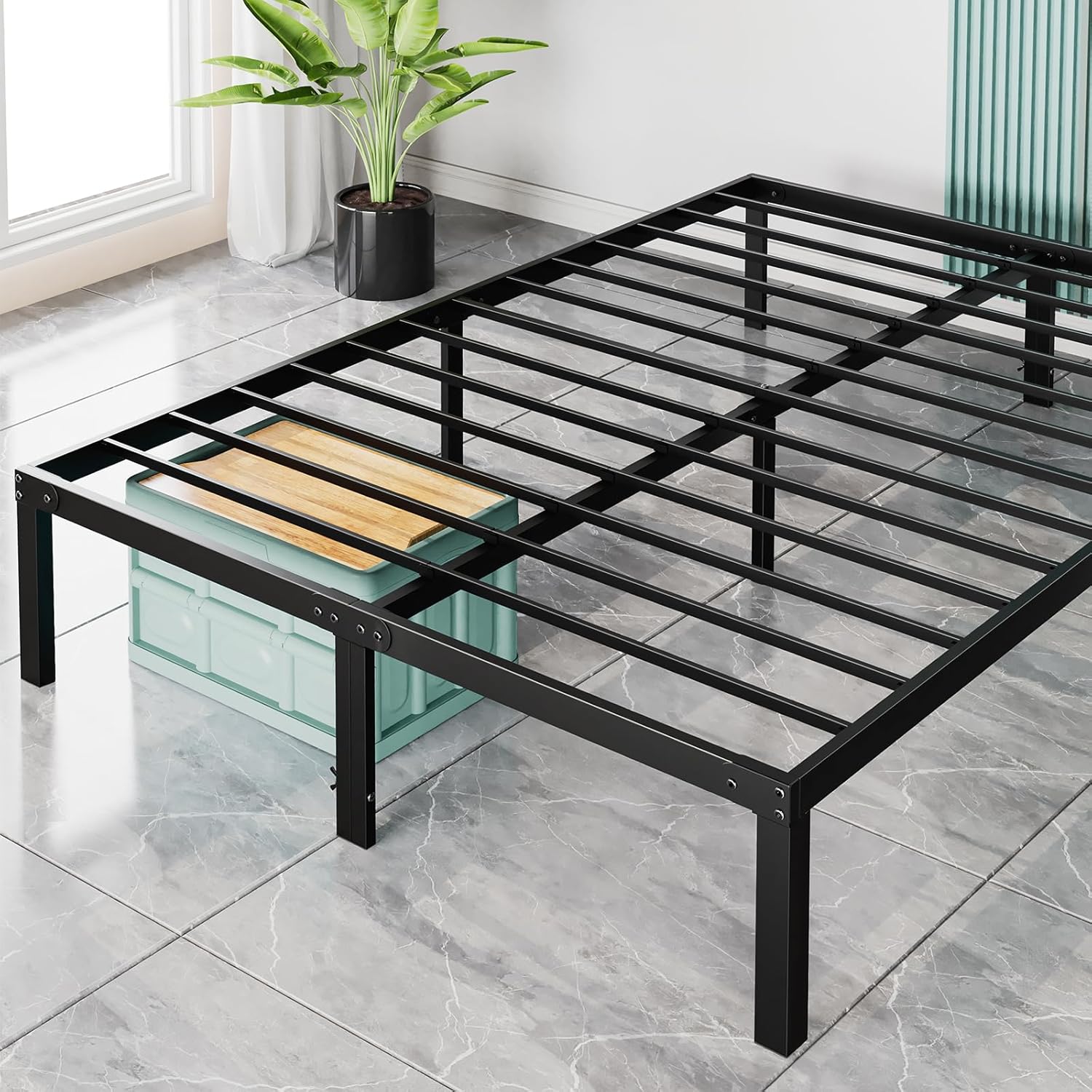 Sweetcrispy Queen Bed Frame - Heavy Duty Metal Platform Bed