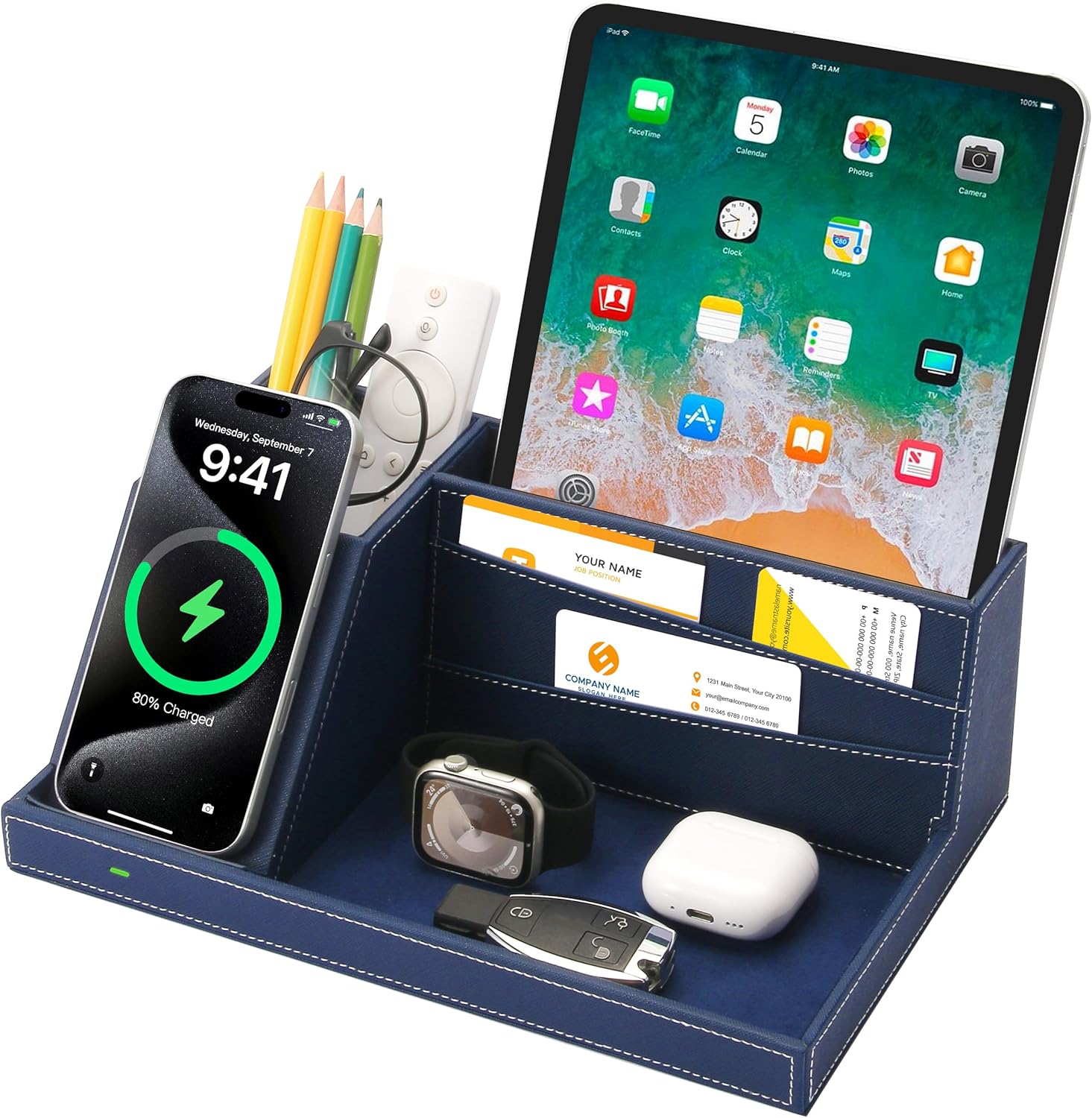 Desk Organizer with Charging Station for Nightstand Essentials