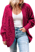 Plus Size Crochet Cardigan Sweater Long Sleeve Open Front