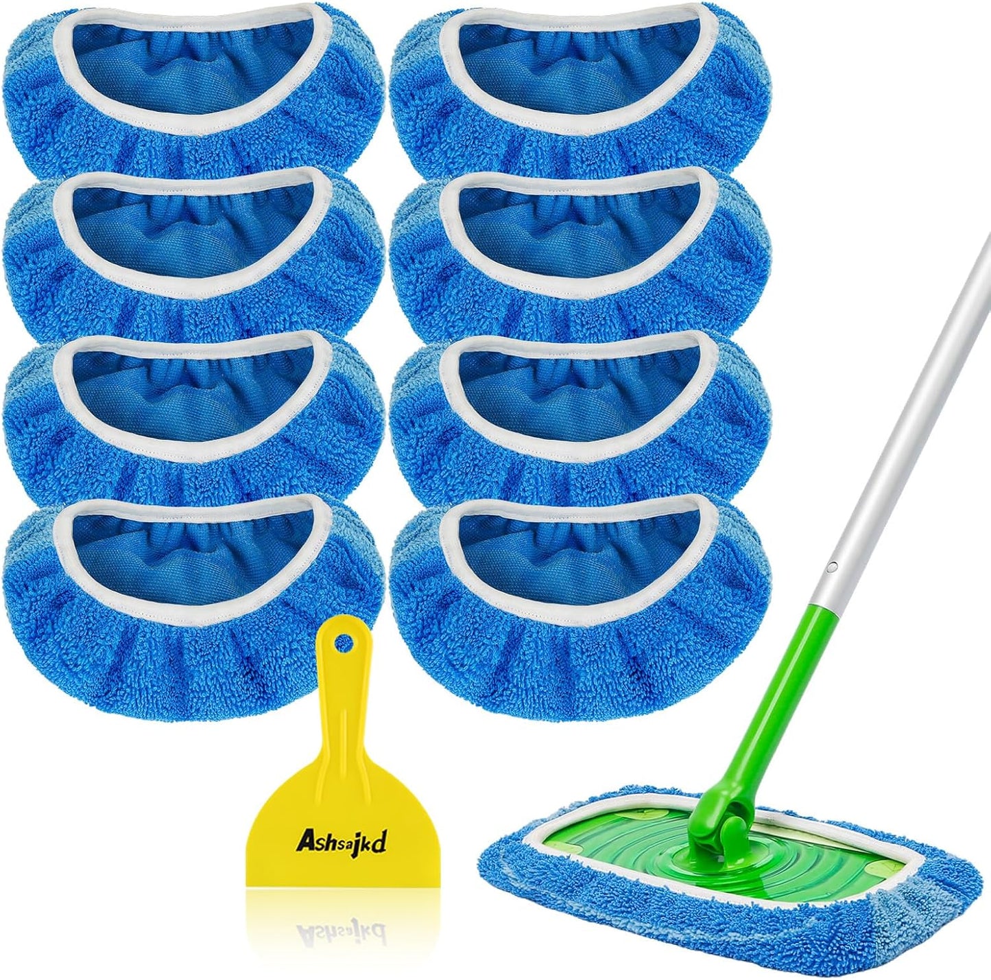 8 Pack Microfiber Sweeper Pads | Reusable & Compatible | 10-12inch Mops