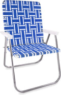 Magnum Blue and White Aluminum Lawn Chair - Heavy-Duty Webbed Comfort