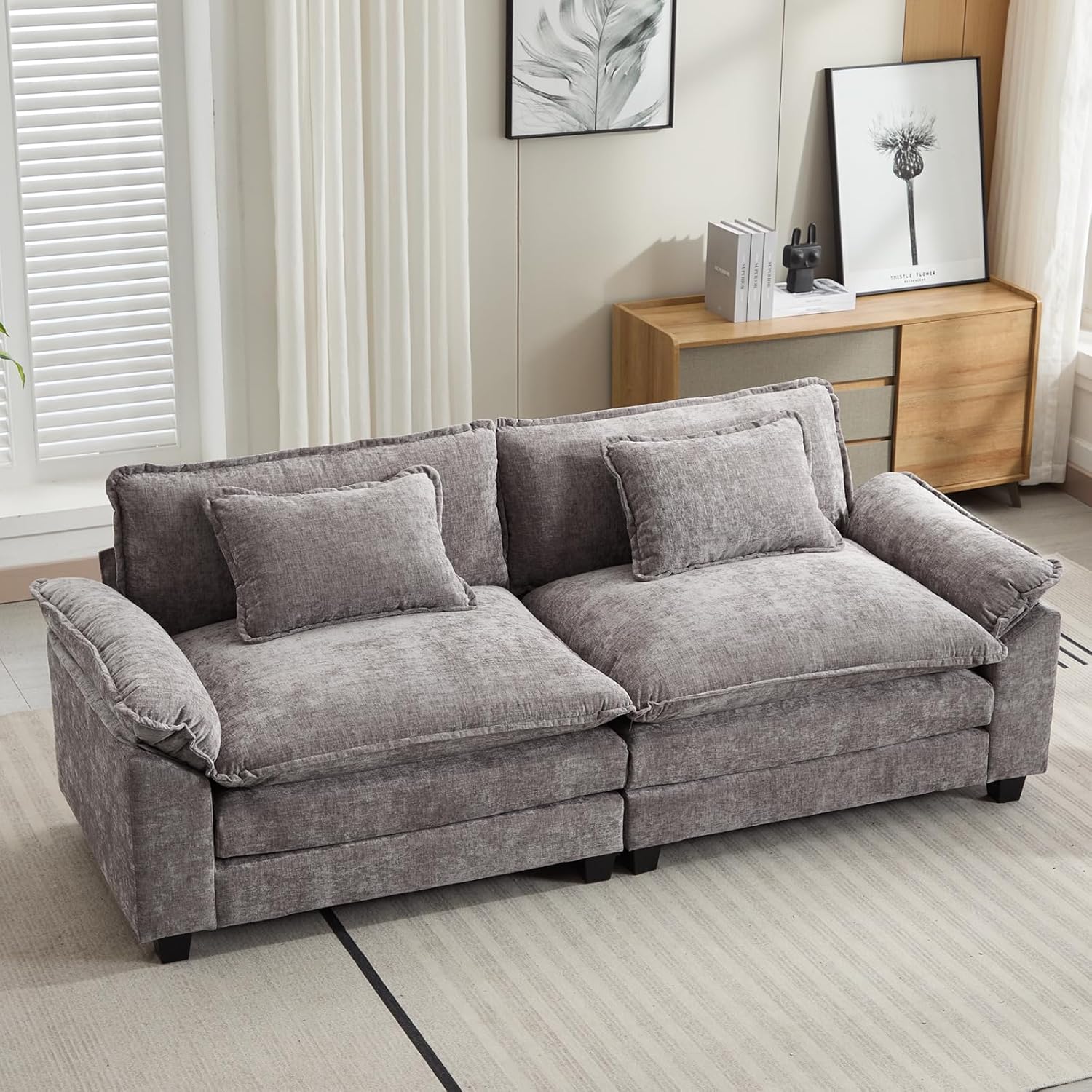 86 Inch Modular Sectional Sofa - Comfy Cloud Couch Design