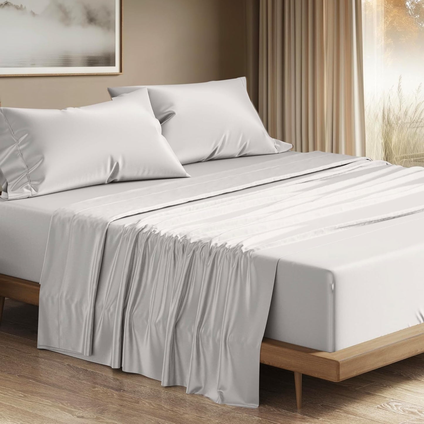 100% Egyptian Cotton King Size Sheets Set for Luxurious Comfort