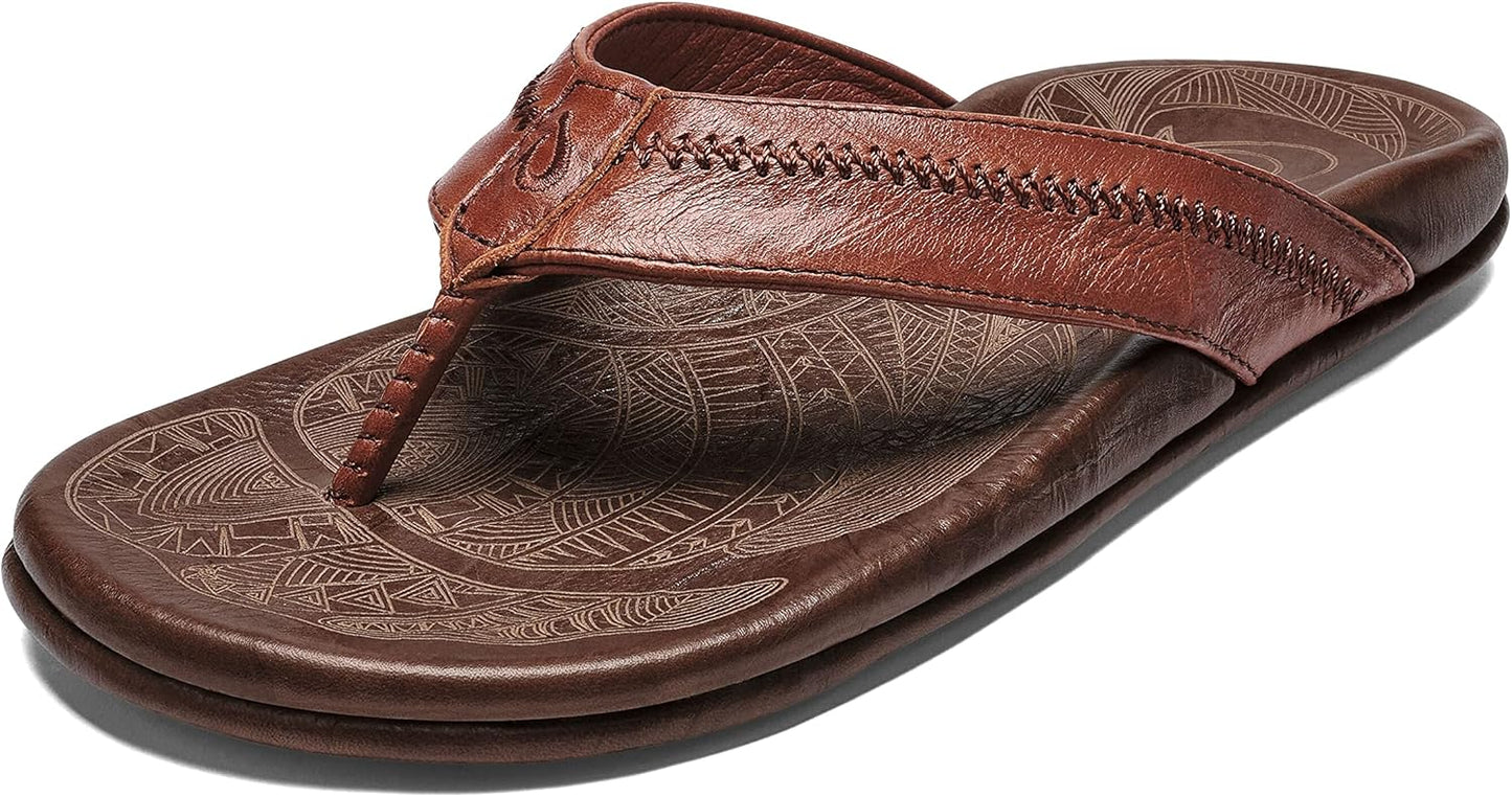 OLUKAI Hiapo Men's Leather Beach Sandal for All-Day Comfort