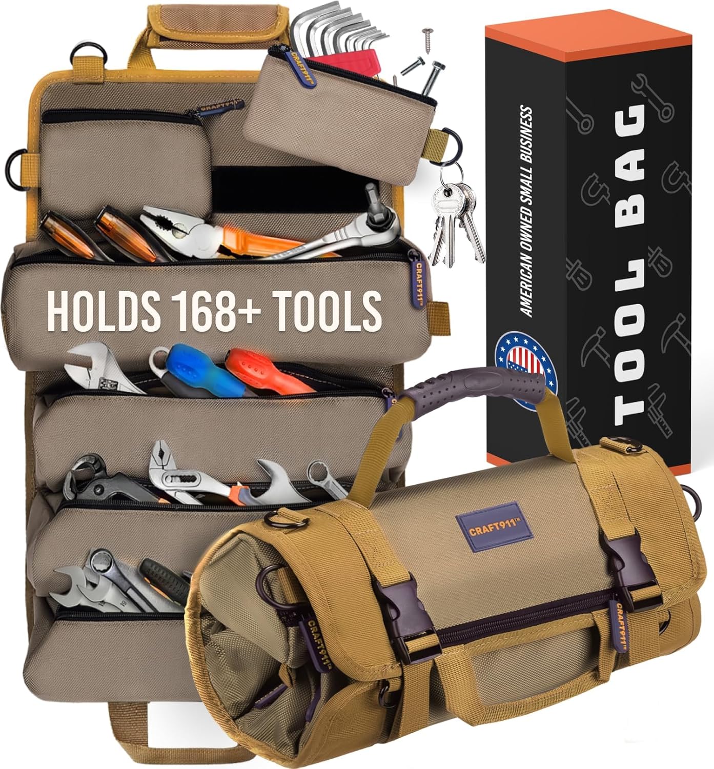 TOUGHEST Roll Up Tool Bag Organizer - Durable Compact Storage