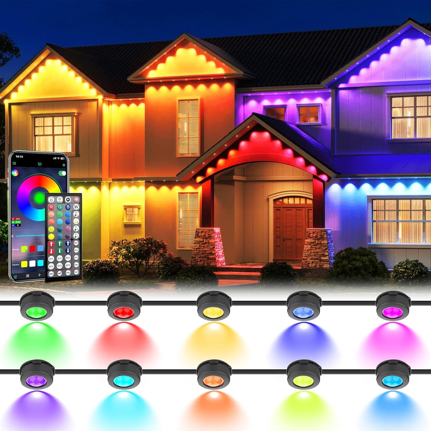 150 FT Permanent Outdoor Lights for Year-Round Festive Decor