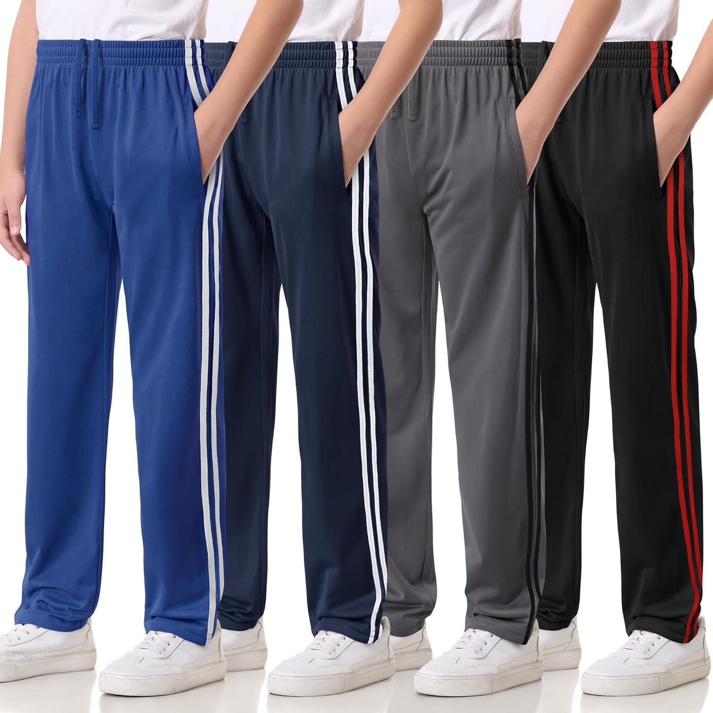 Boys Lightweight Sweatpants 4 Pack for Athletic Comfort