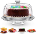 Glass Multi-Functional Cake Stand with Lid - 6 in 1 Serving Platter