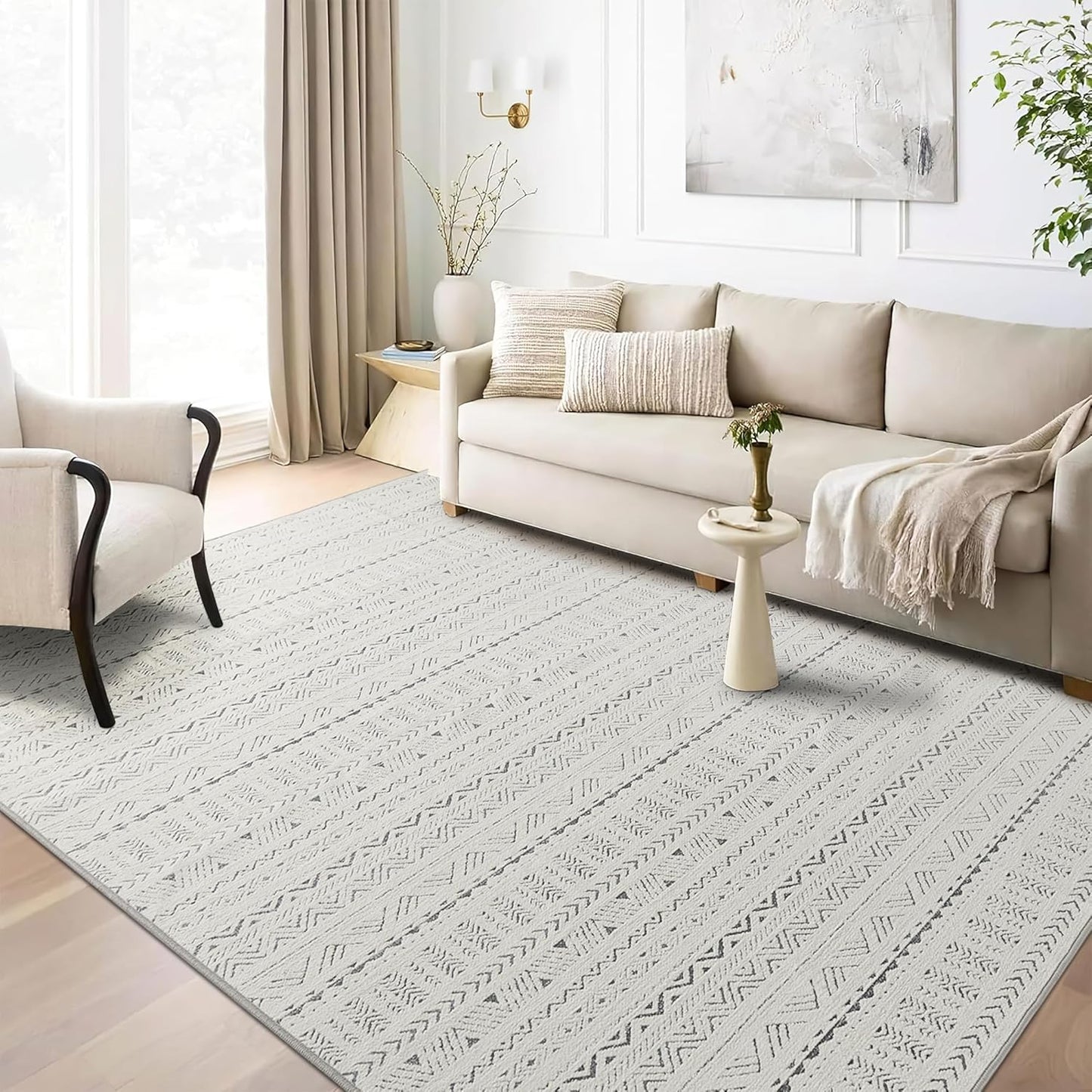 NICETOWN Grey Area Rug 5x8 for Living Room - Non Slip Design