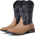 Cowboy Boots For Men Ostrich-Embossed Wide Fit - Durable Style