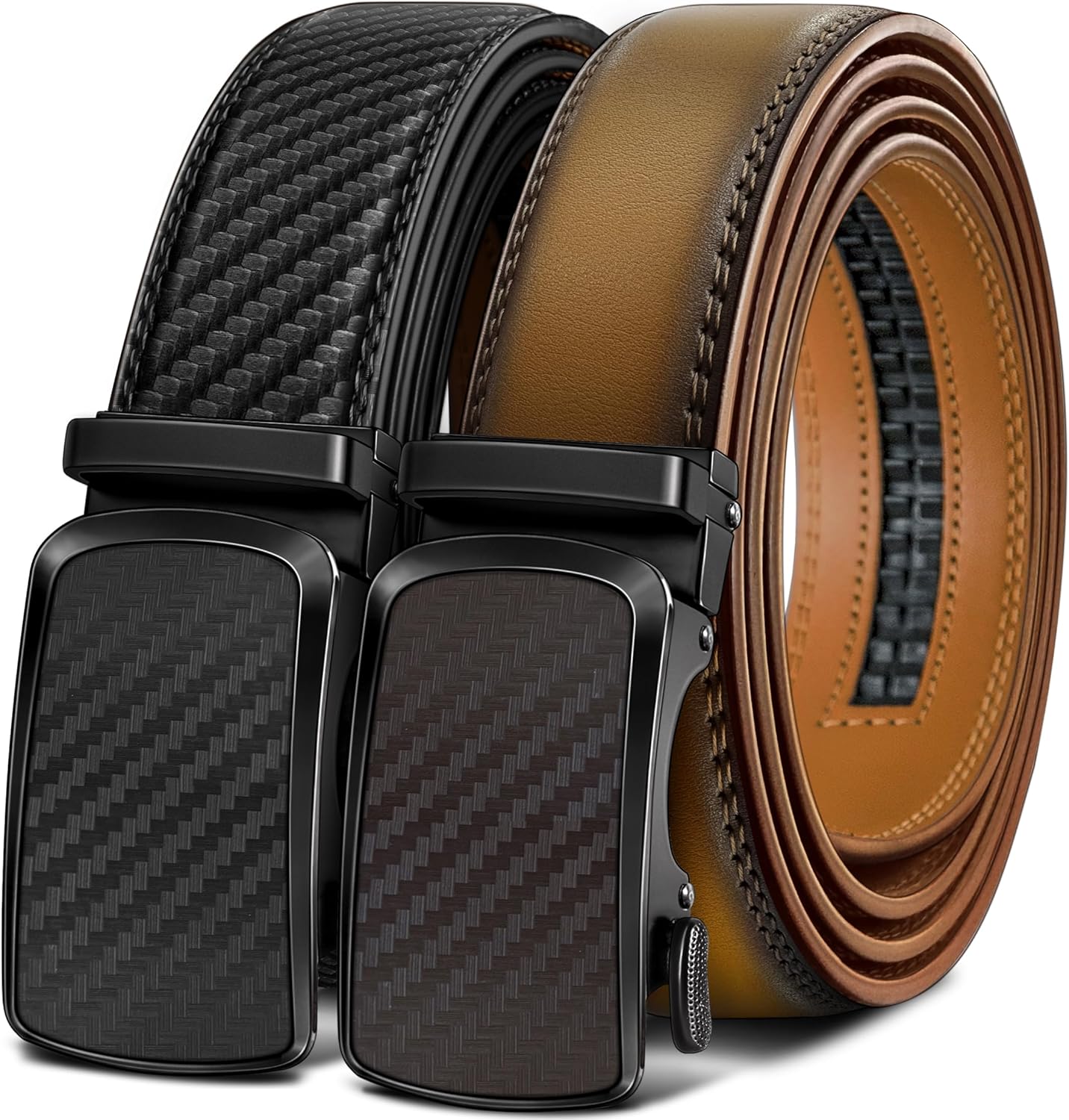 BULLIANT Men's Ratchet Belt 2 Pack for Perfect Fit and Style