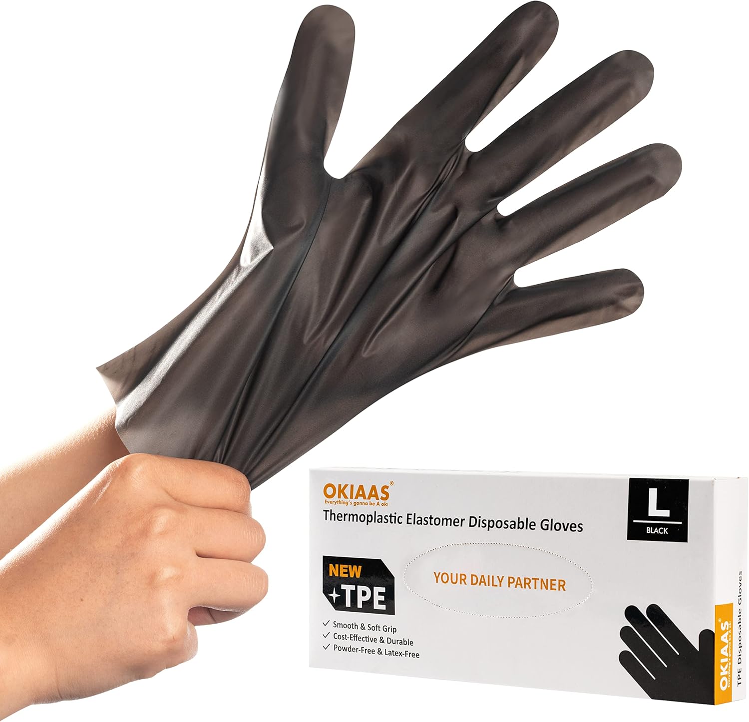 100 Count Black TPE Disposable Gloves - Latex & Powder Free
