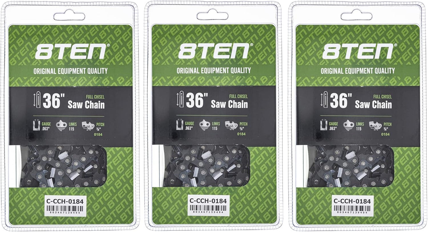 8TEN Full Chisel Chainsaw Chain 36 Inch for Poulan Husqvarna