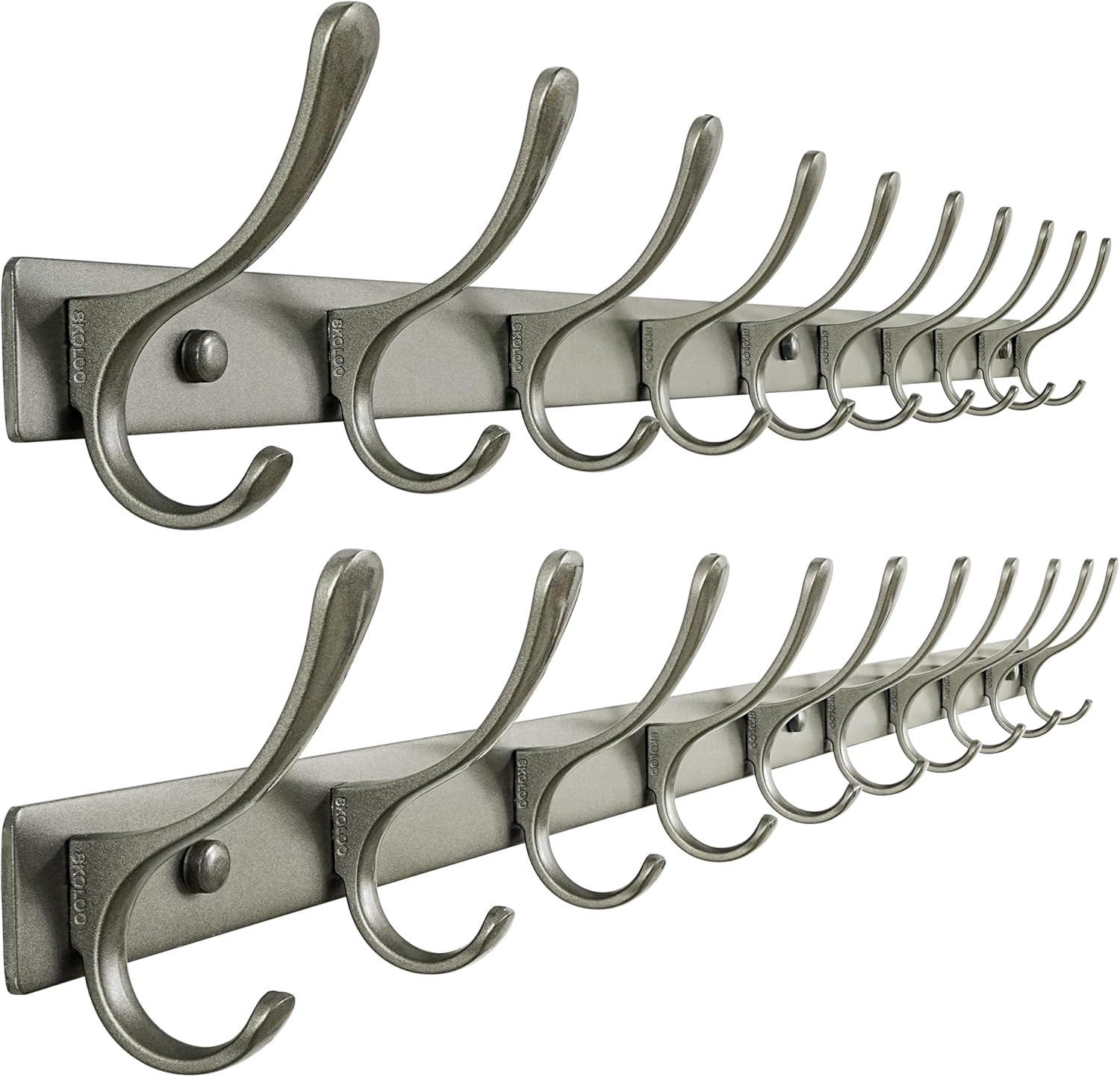 SKOLOO Wall Mounted Coat Rack - Heavy Duty 10 Hooks Set