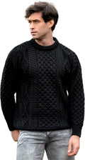 Irish Soft Cable Knit Crew Neck Sweater for Men - Lightweight Wool