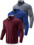 Dry Fit Long Sleeve Polo Shirts for Men - 3 Pack Performance Tops made