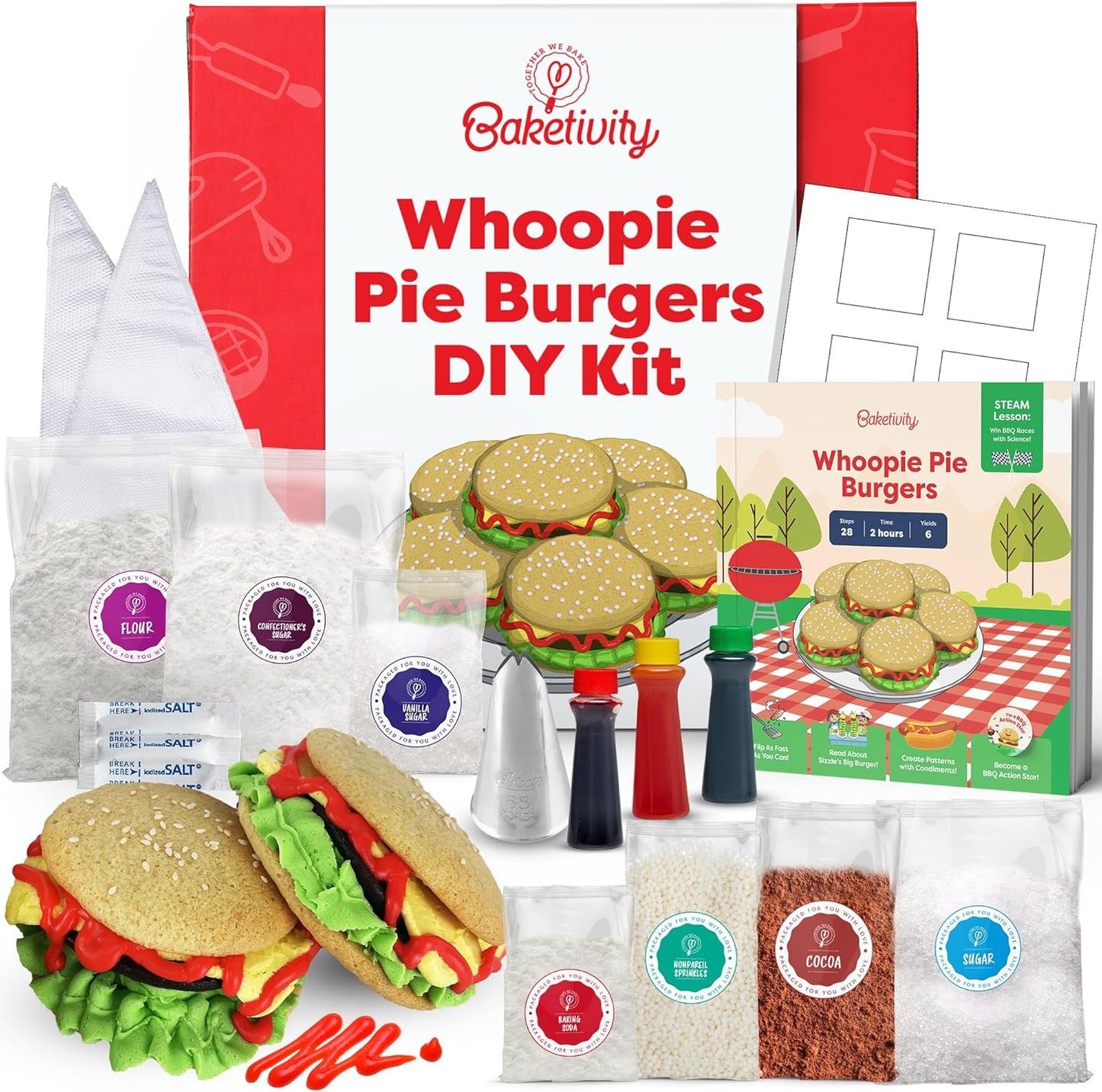 Baketivity Whoopie Pie Burgers Baking Kit for Kids Ages 5-12