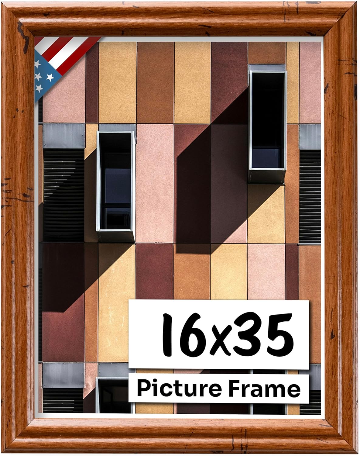 Distressed Oak 16x35 Picture Frame - Handmade Solid Wood Frame