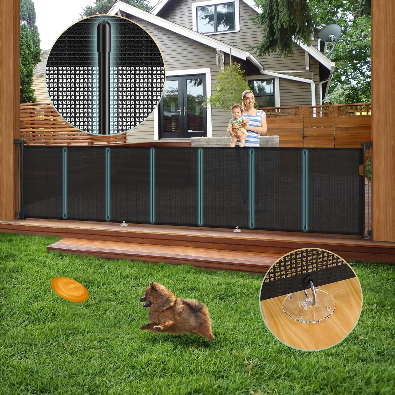 140ft' Retractable Baby Gates Extra Wide for Indoor and Outdoor Use