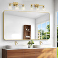 Gold Bathroom Mirror 60x36 in Rounded Rectangle - Modern Wall Mirror