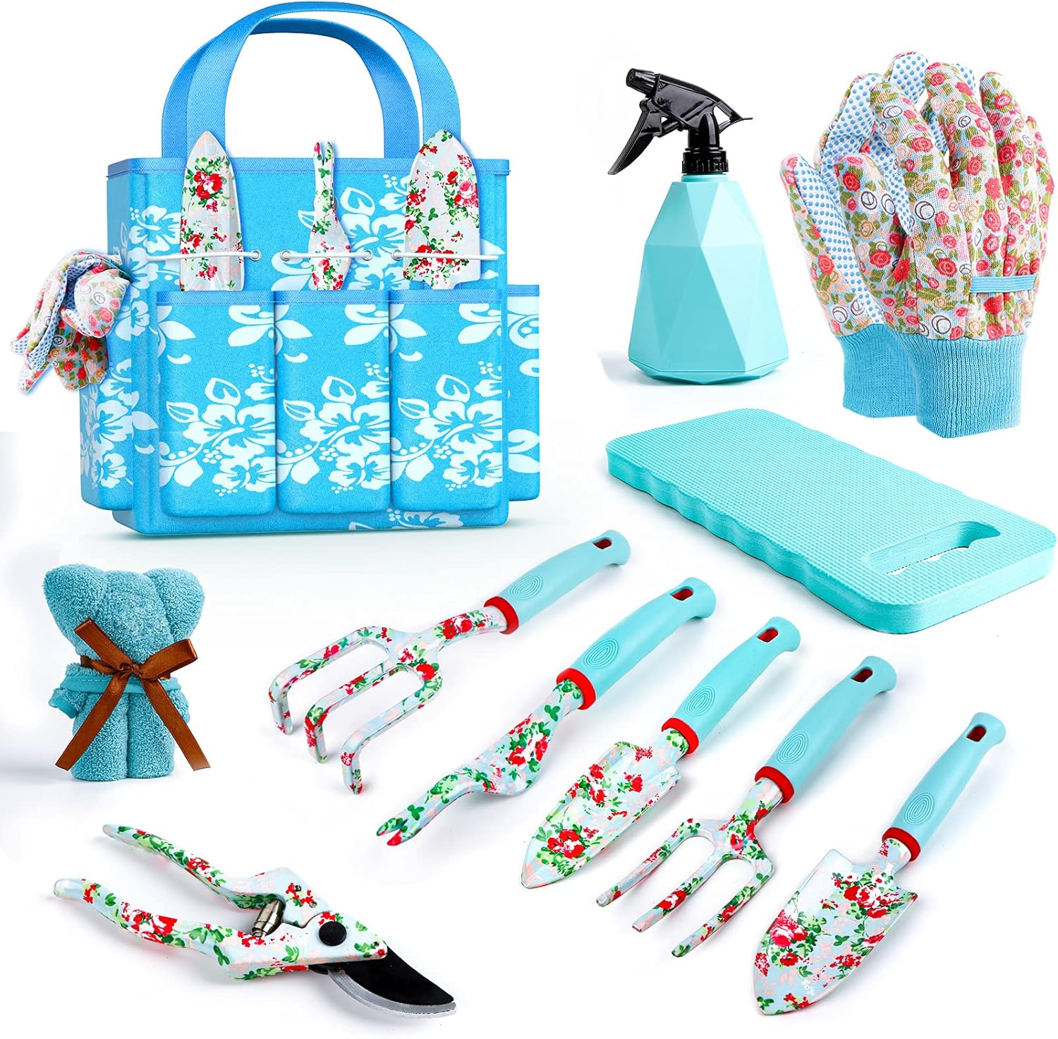 Floral Gardening Tools Set with Tote Bag for Women - Perfect Gift