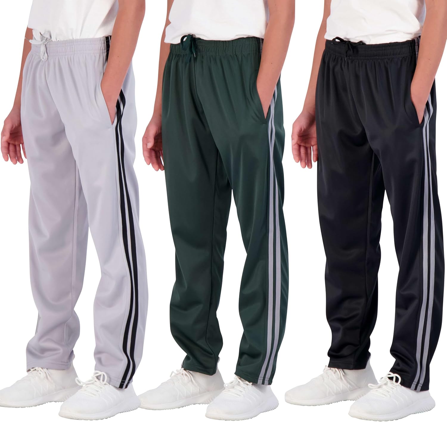 Boys' Tricot Open Bottom Fleece-Lined Sweatpants with Pockets