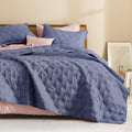 Litanika Queen Quilt Bedding Set, Dark Blue Grey - Lightweight Comfort