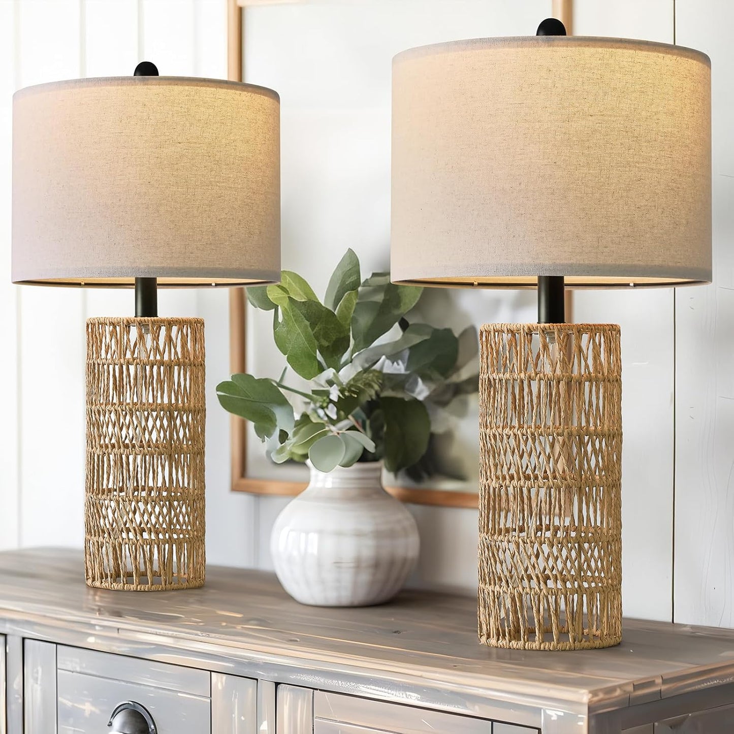 Boho Table Lamps Set of 2 for Living Room and Bedroom Decor