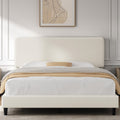 Full Size Bed Frame with Adjustable Headboard - Chenille Upholstered