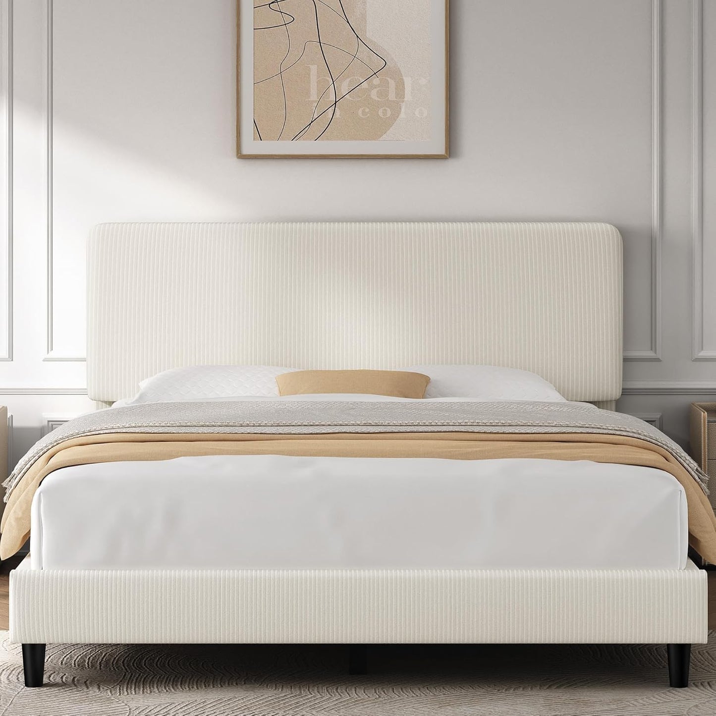 Yaheetech Full Size Bed Frame with Adjustable Headboard Comfort