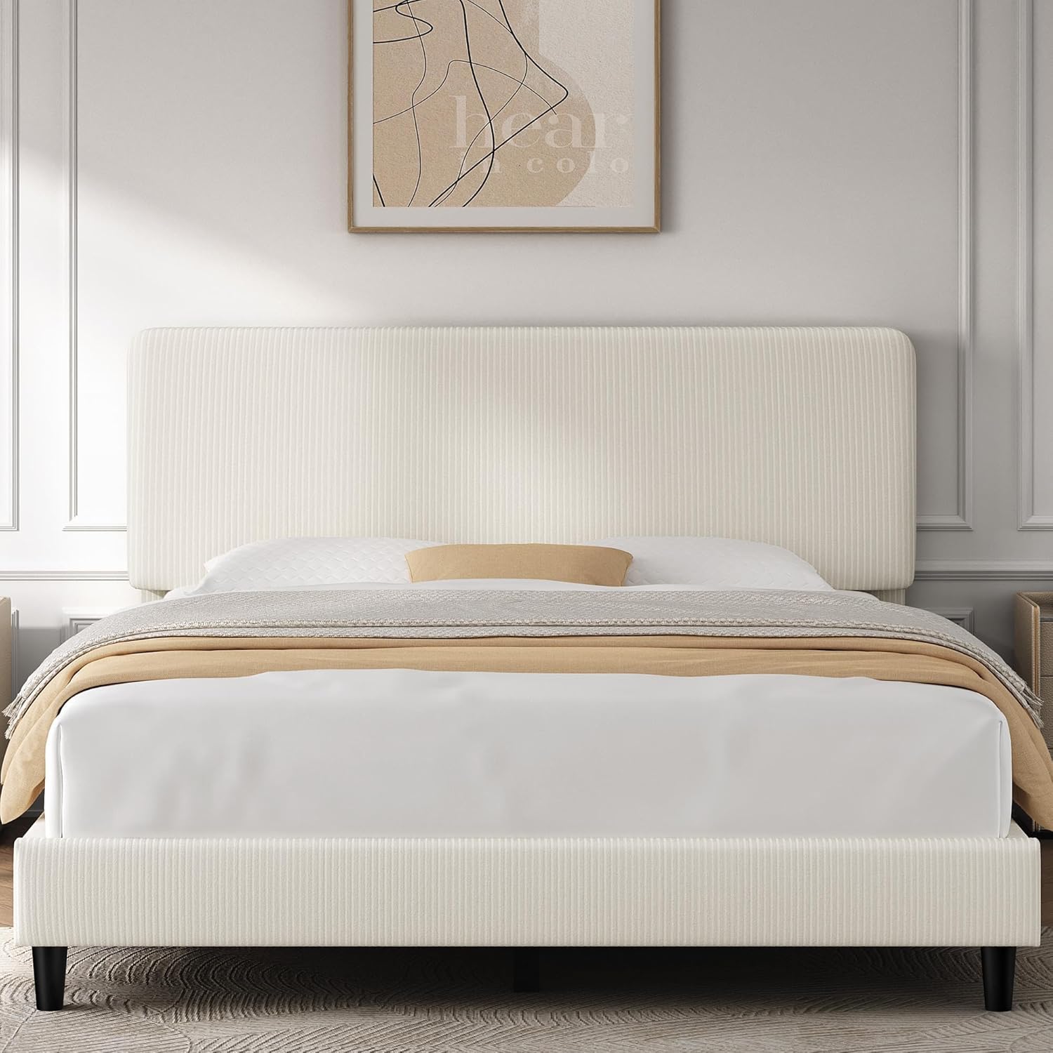 Yaheetech Full Size Bed Frame with Adjustable Headboard Comfort